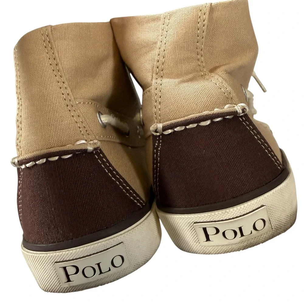 Polo Ralph Lauren Lander Chukka Canvas High Top Mens Shoes Size‎ 10.5D Tan Brown